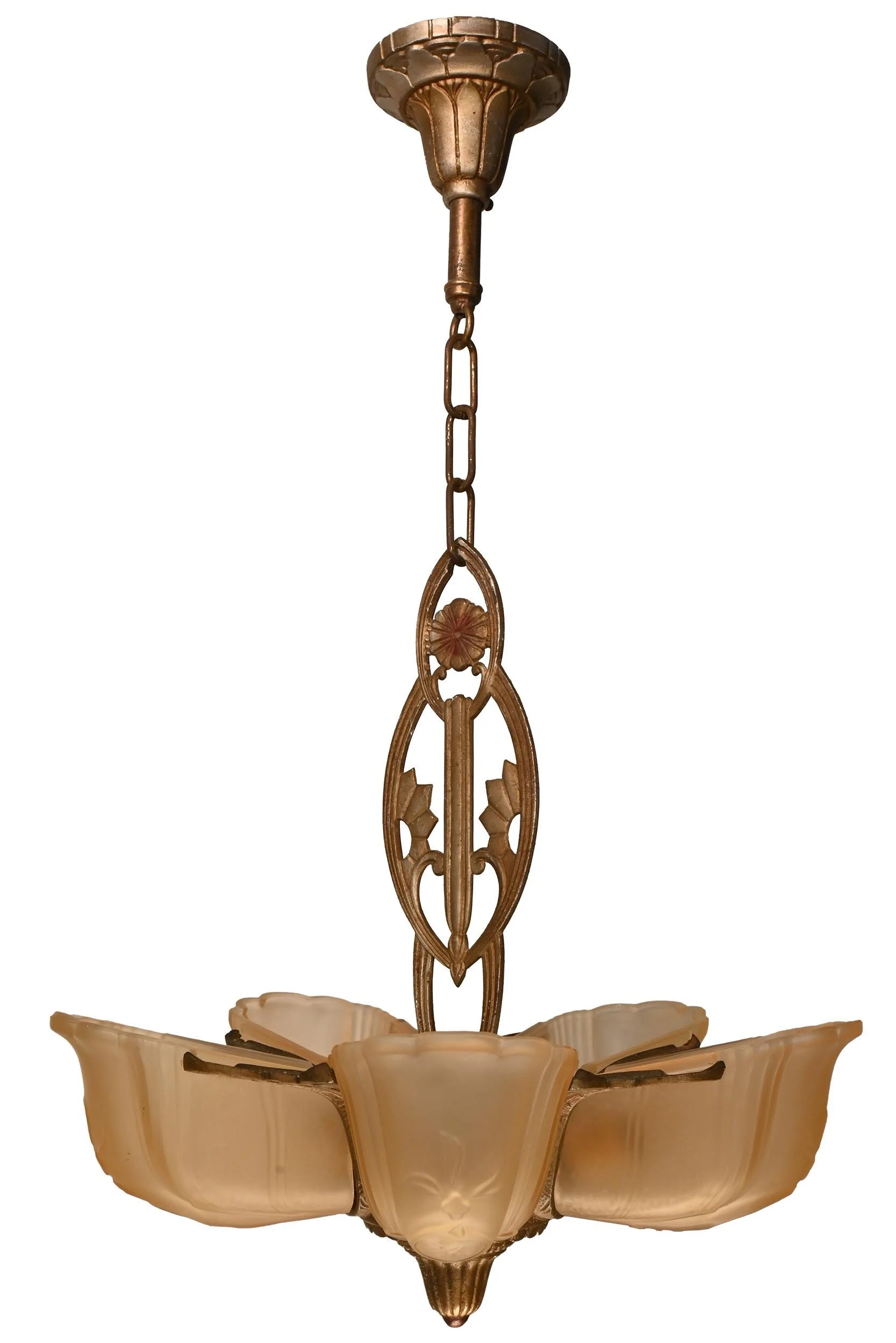 art deco slip shade five light 